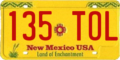 NM license plate 135TOL
