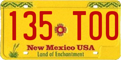 NM license plate 135TOO