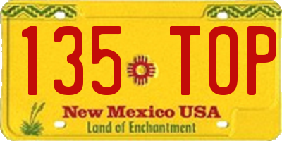 NM license plate 135TOP
