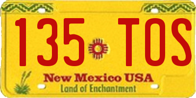 NM license plate 135TOS