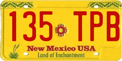 NM license plate 135TPB