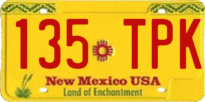 NM license plate 135TPK