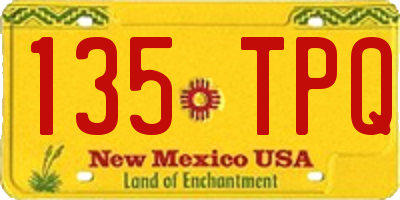 NM license plate 135TPQ