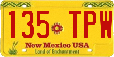 NM license plate 135TPW