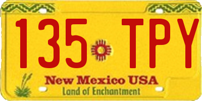 NM license plate 135TPY