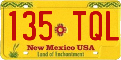 NM license plate 135TQL
