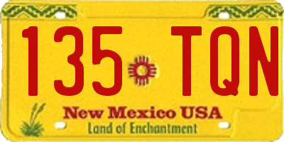 NM license plate 135TQN