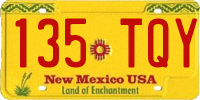 NM license plate 135TQY