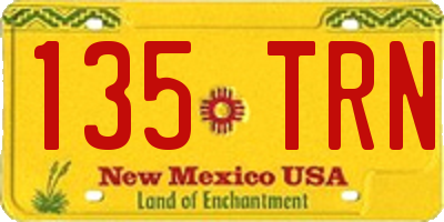 NM license plate 135TRN