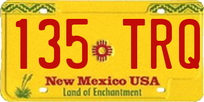 NM license plate 135TRQ