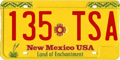 NM license plate 135TSA