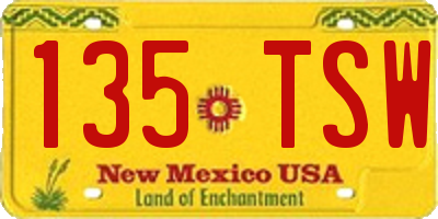 NM license plate 135TSW