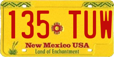 NM license plate 135TUW
