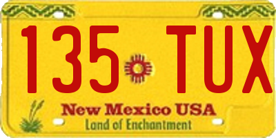 NM license plate 135TUX