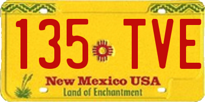 NM license plate 135TVE