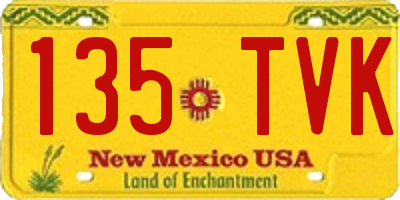 NM license plate 135TVK