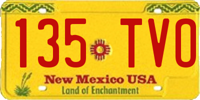 NM license plate 135TVO
