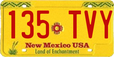 NM license plate 135TVY