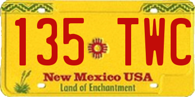 NM license plate 135TWC
