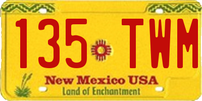 NM license plate 135TWM