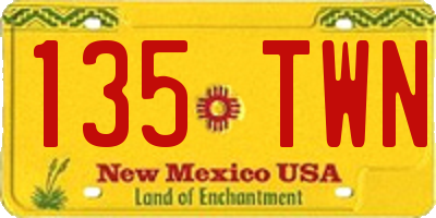 NM license plate 135TWN