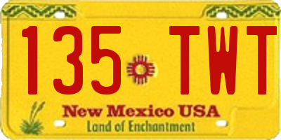NM license plate 135TWT