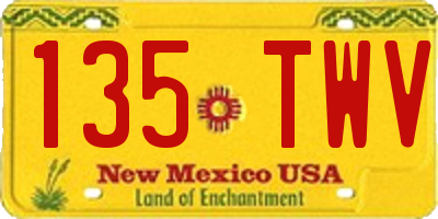 NM license plate 135TWV