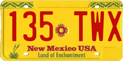 NM license plate 135TWX