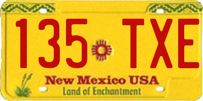 NM license plate 135TXE