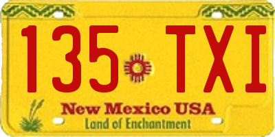 NM license plate 135TXI
