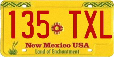 NM license plate 135TXL