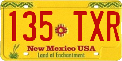 NM license plate 135TXR