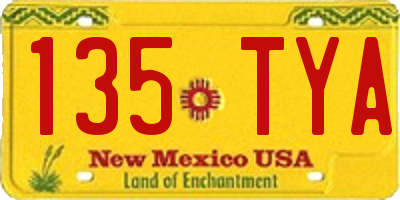 NM license plate 135TYA