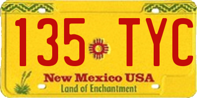 NM license plate 135TYC