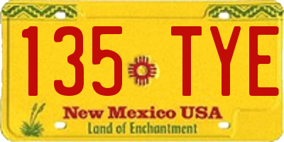 NM license plate 135TYE