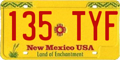 NM license plate 135TYF