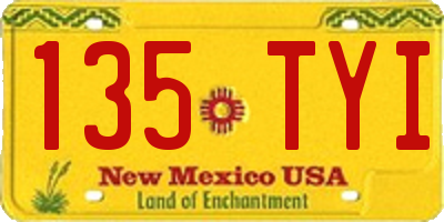 NM license plate 135TYI