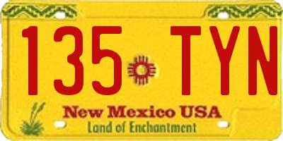 NM license plate 135TYN