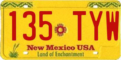 NM license plate 135TYW