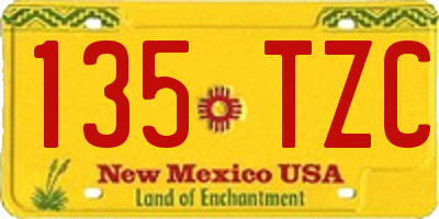 NM license plate 135TZC