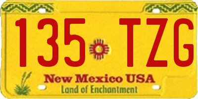 NM license plate 135TZG