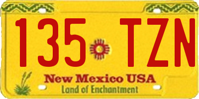 NM license plate 135TZN