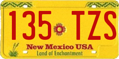 NM license plate 135TZS