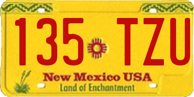 NM license plate 135TZU