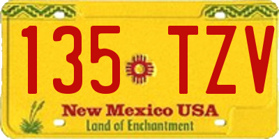 NM license plate 135TZV