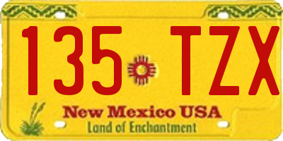 NM license plate 135TZX