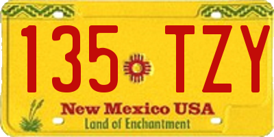 NM license plate 135TZY