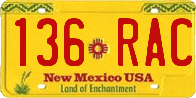 NM license plate 136RAC