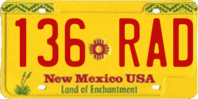 NM license plate 136RAD