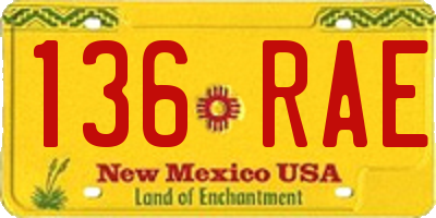 NM license plate 136RAE